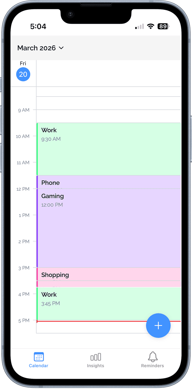 TimeTracer calendar view